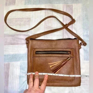 Ardene Brown Faux Leather  Crossbody Bag